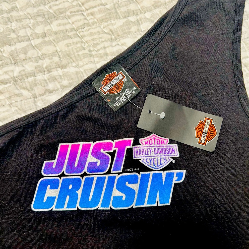 Harley Davidson, black, one shoulder tank top